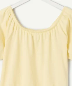 Top fille jaune manches courtes