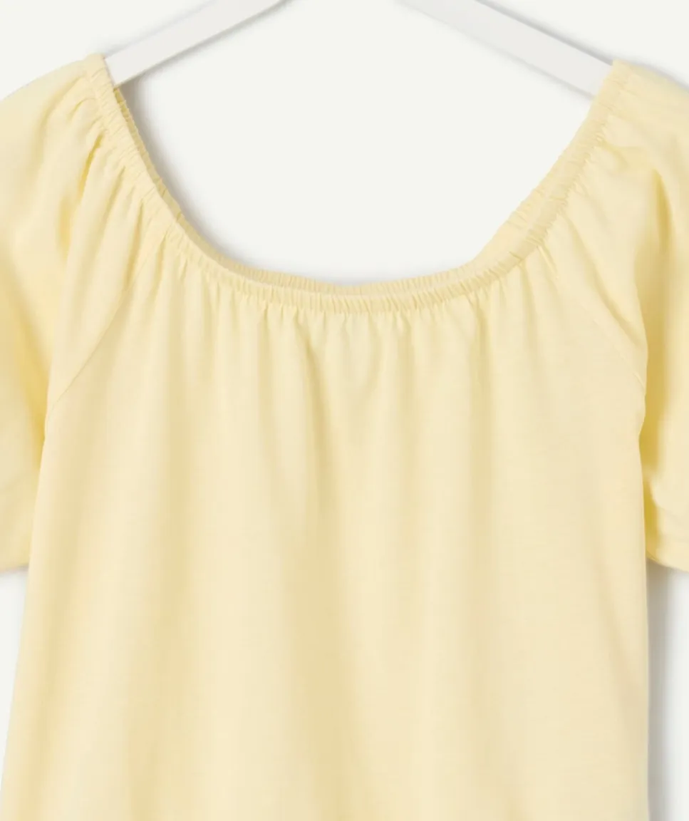 Top fille jaune manches courtes