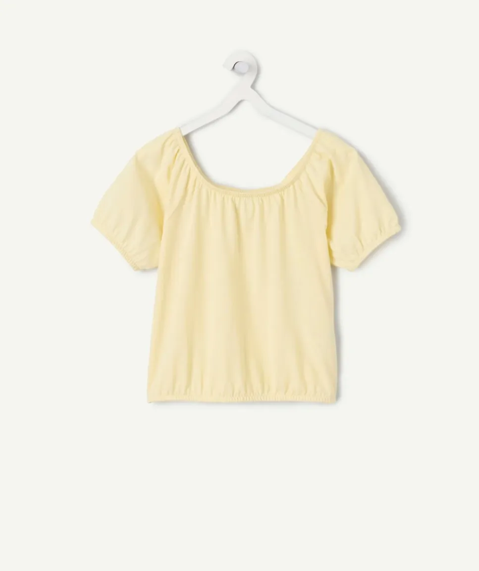 Top fille jaune manches courtes