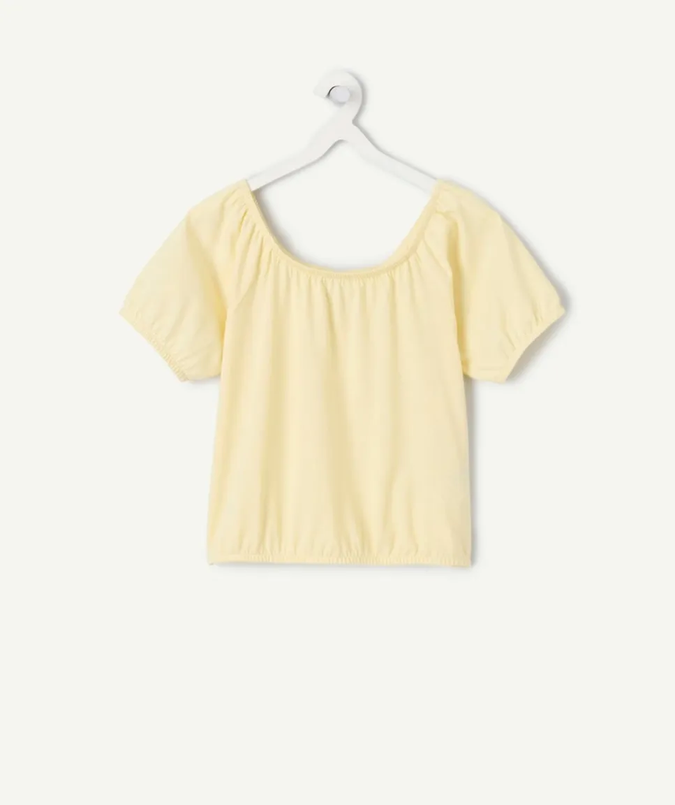 Top fille jaune manches courtes