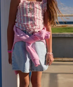Top fille à rayures et volants