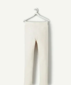 Tregging fille en fibres recyclées et molleton écru