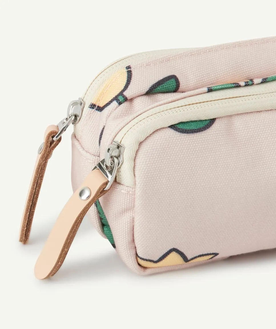 Trousse double compartiment fille imprimé fleuri