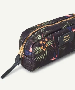 Trousse en fibres recyclées imprimée tropical