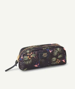 Trousse en fibres recyclées imprimée tropical