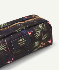 Trousse en fibres recyclées imprimée tropical