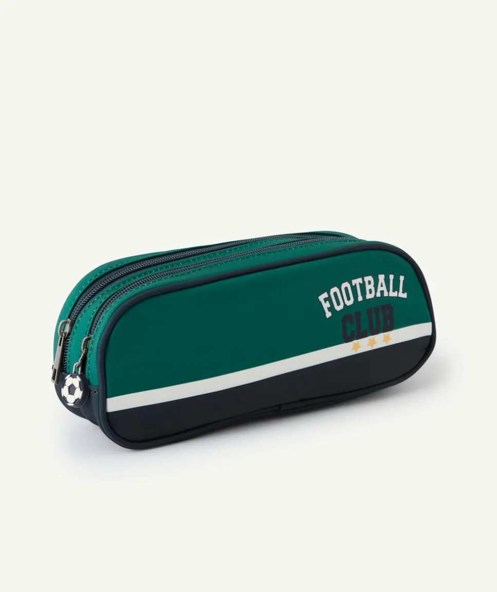 Trousse garçon football verte double compartiment