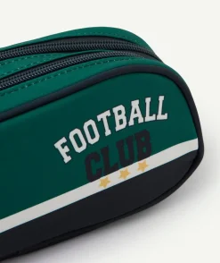 Trousse garçon football verte double compartiment