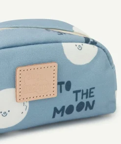 Trousse pour l'ecole bleue imprimé lune