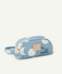 Trousse pour l'ecole bleue imprimé lune
