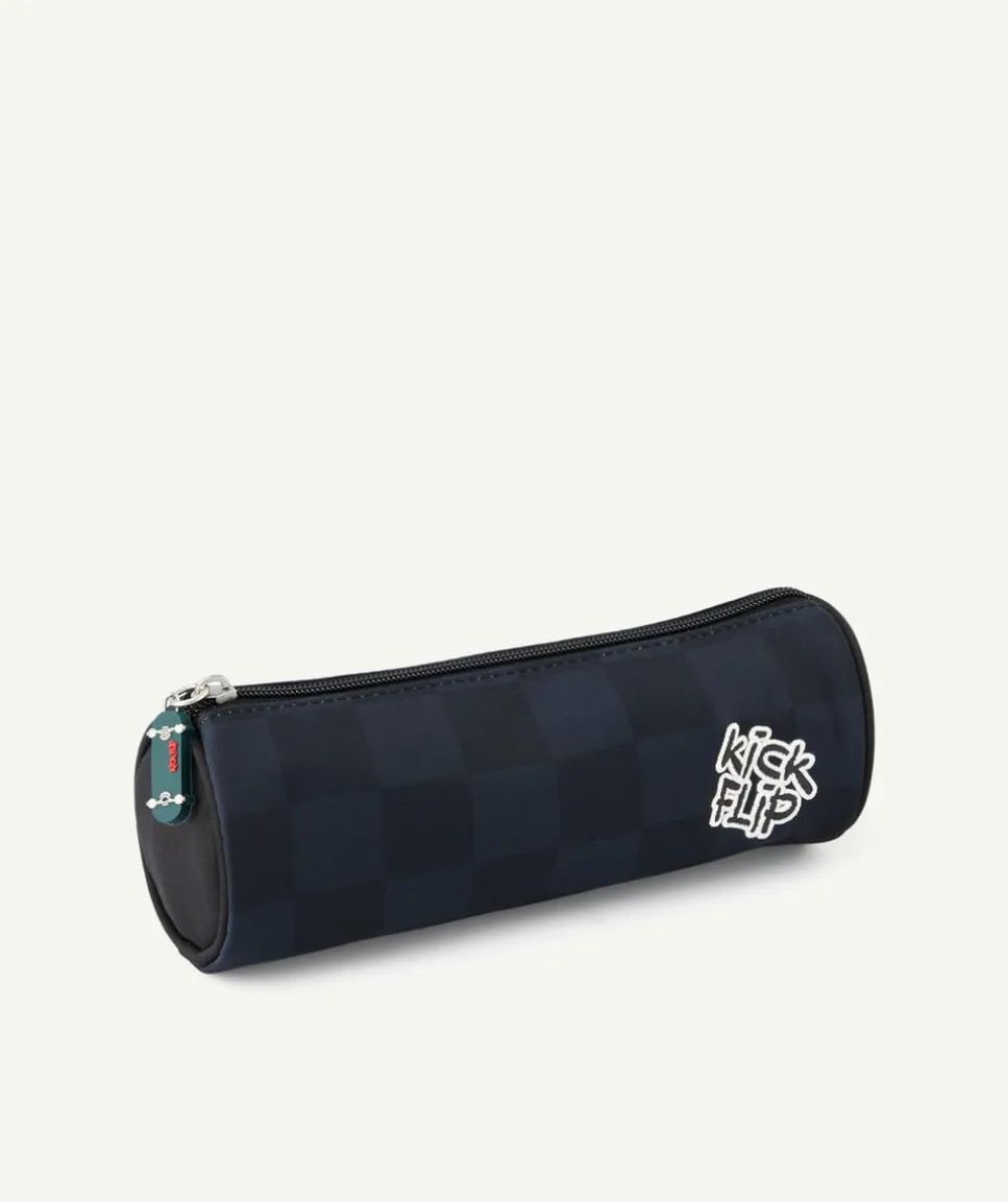 Trousse ronde garçon imprimé skate bleu