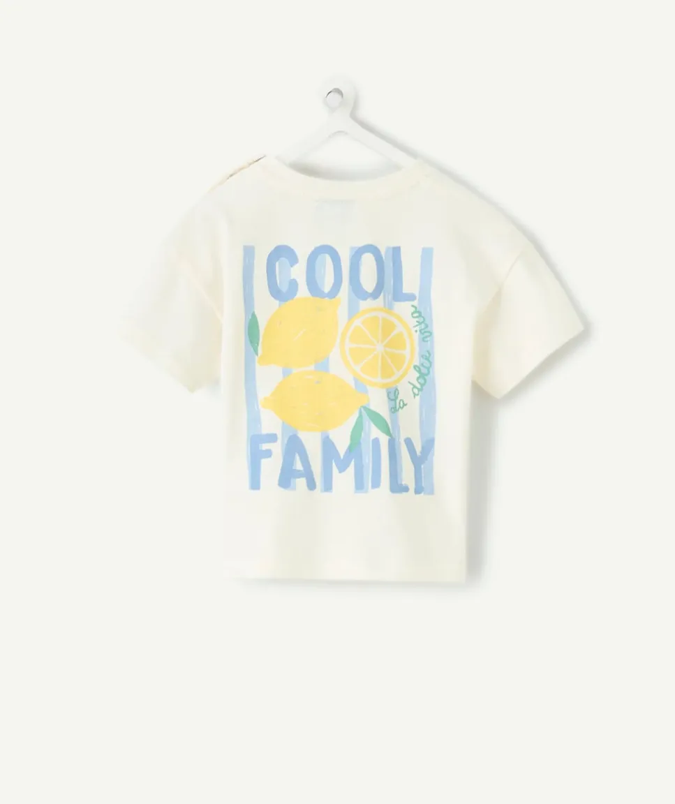 T-shirt bébé écru imprimé citrons message
