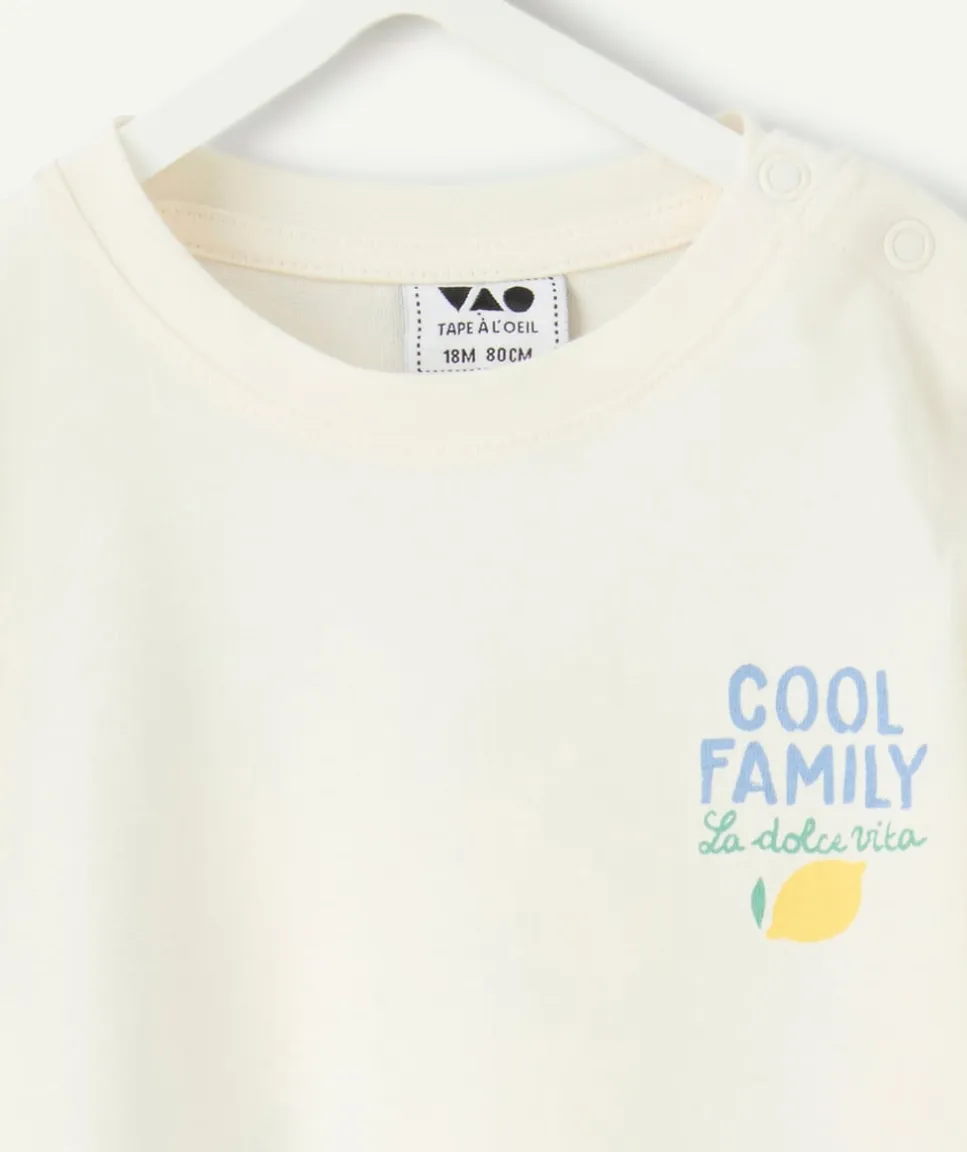 T-shirt bébé écru imprimé citrons message
