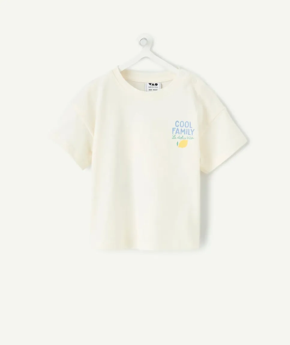 T-shirt bébé écru imprimé citrons message