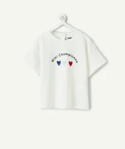 T-shirt bébé fille blanc foot imprimé cœur