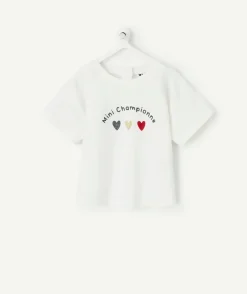 T-shirt bébé fille blanc imprimé foot