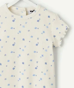 T-shirt bébé fille blanc imprimé fleuri