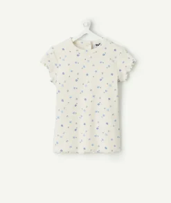 T-shirt bébé fille blanc imprimé fleuri