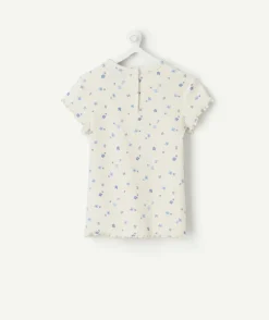 T-shirt bébé fille blanc imprimé fleuri
