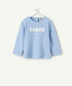 T-shirt bébé fille bleu imprimé message