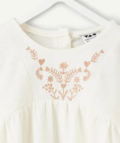 T-shirt bébé fille broderie blanche