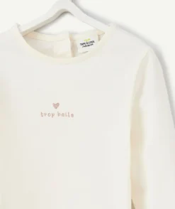 T-shirt bébé fille écru avec message
