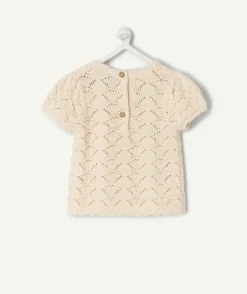 T-shirt bébé fille écru crochet