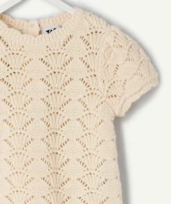 T-shirt bébé fille écru crochet