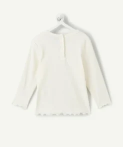 T-shirt bébé fille écru cœur brodé