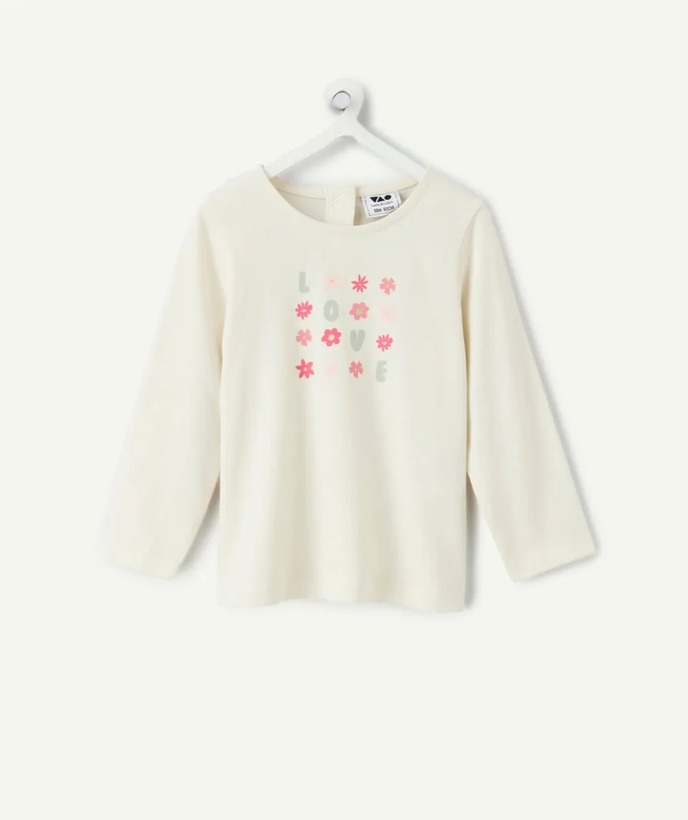 T-shirt bébé fille écru imprimé fleurs