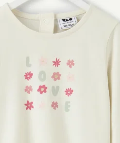 T-shirt bébé fille écru imprimé fleurs