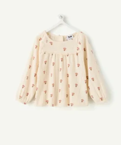T-shirt bébé fille écru imprimé fleurs