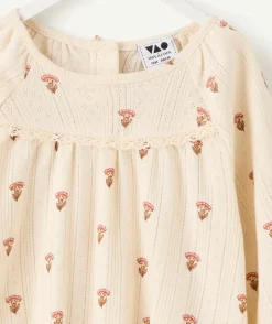 T-shirt bébé fille écru imprimé fleurs