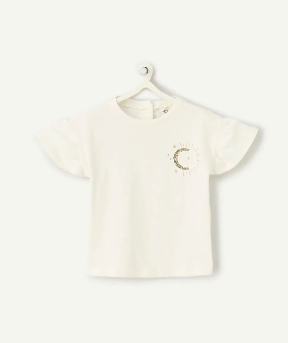 T-shirt bébé fille écru imprimé lune