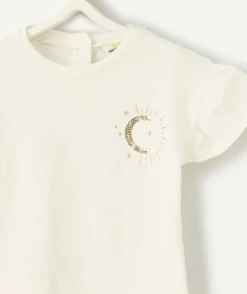 T-shirt bébé fille écru imprimé lune