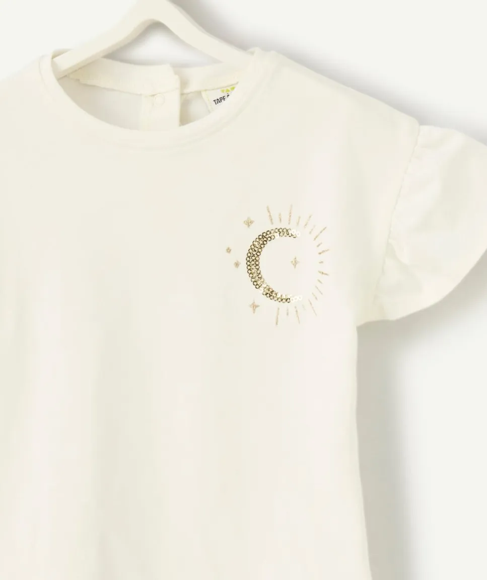 T-shirt bébé fille écru imprimé lune