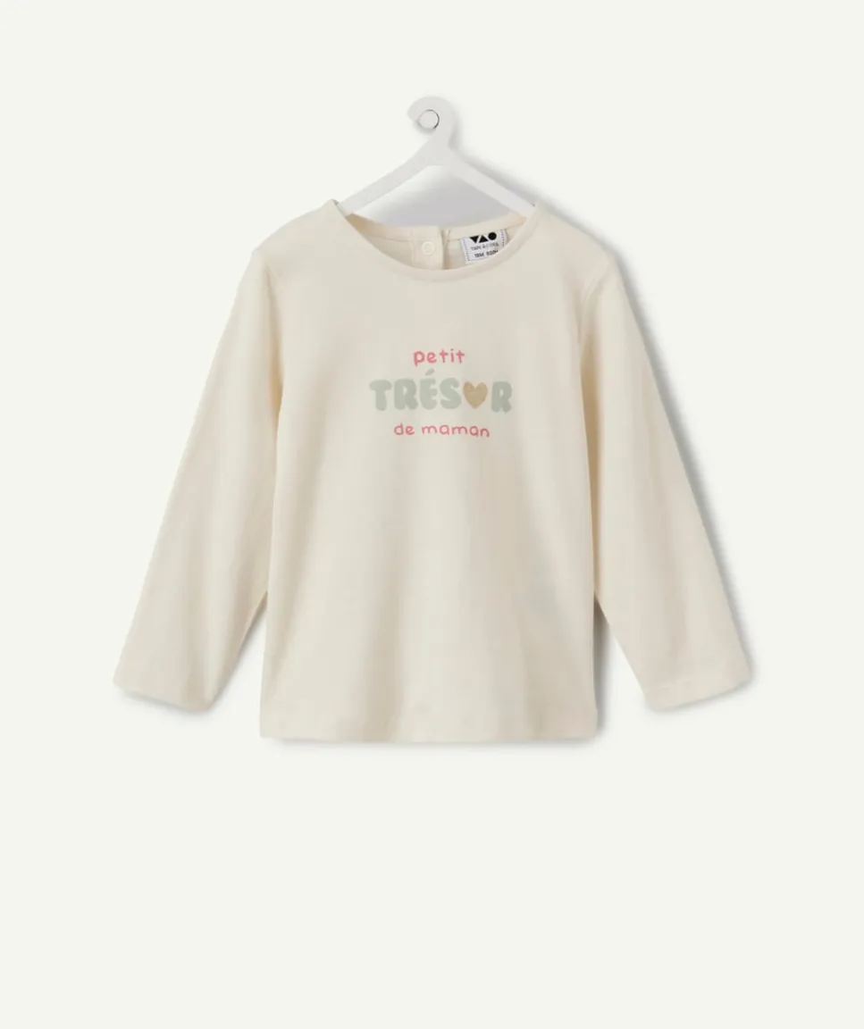 T-shirt bébé fille écru imprimé message