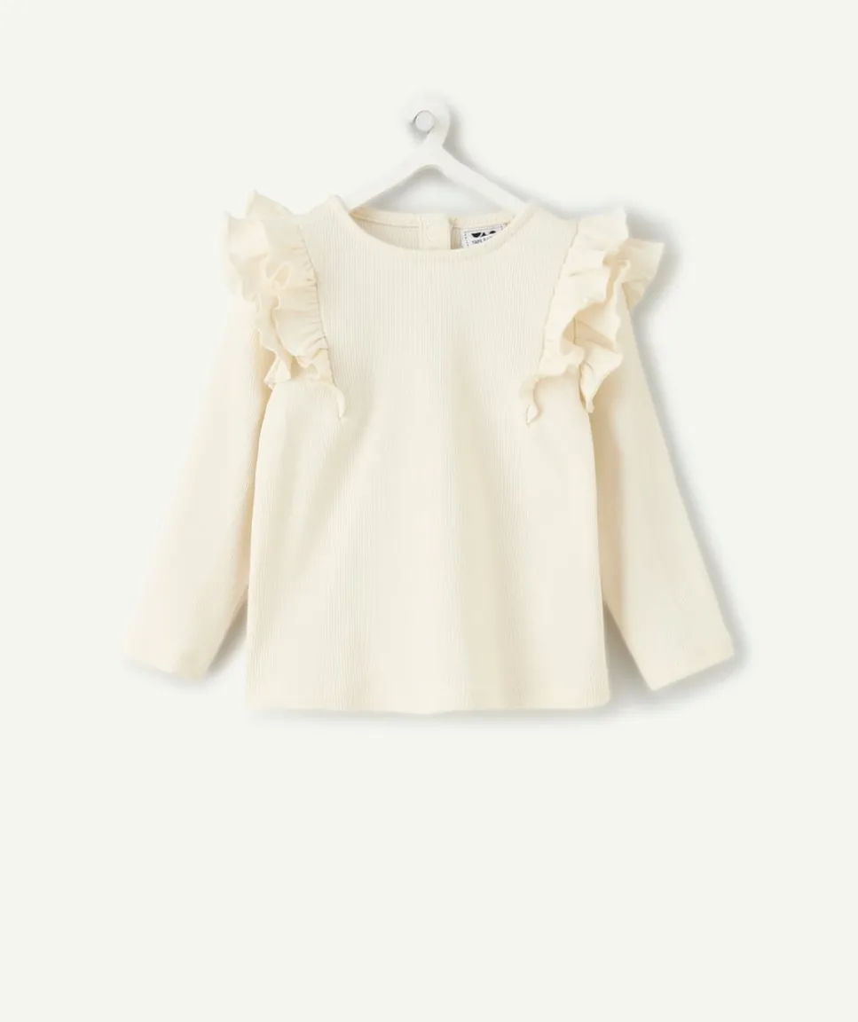 T-shirt bébé fille écru volanté