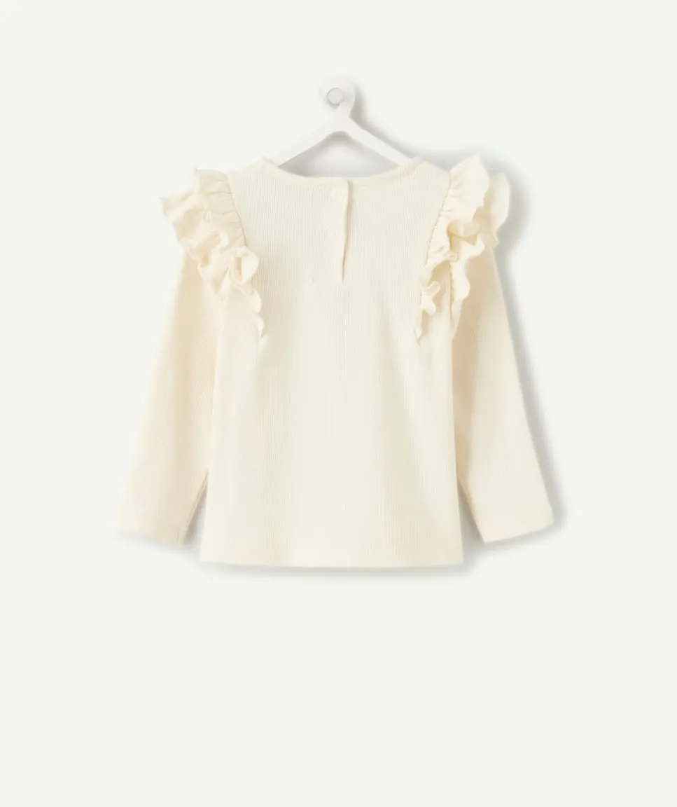 T-shirt bébé fille écru volanté