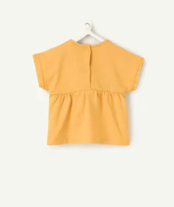 T-shirt bébé fille en broderie jaune