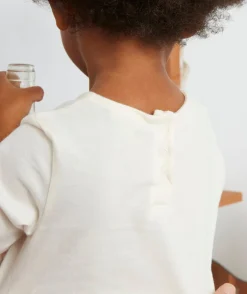 T-shirt bébé fille en coton bio avec messagelove et fleur relief