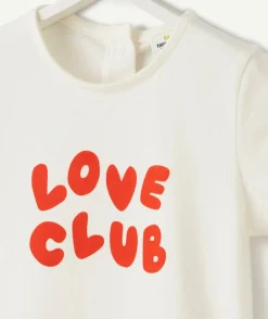 T-shirt bébé fille en coton bio blanc avec message love club rouge