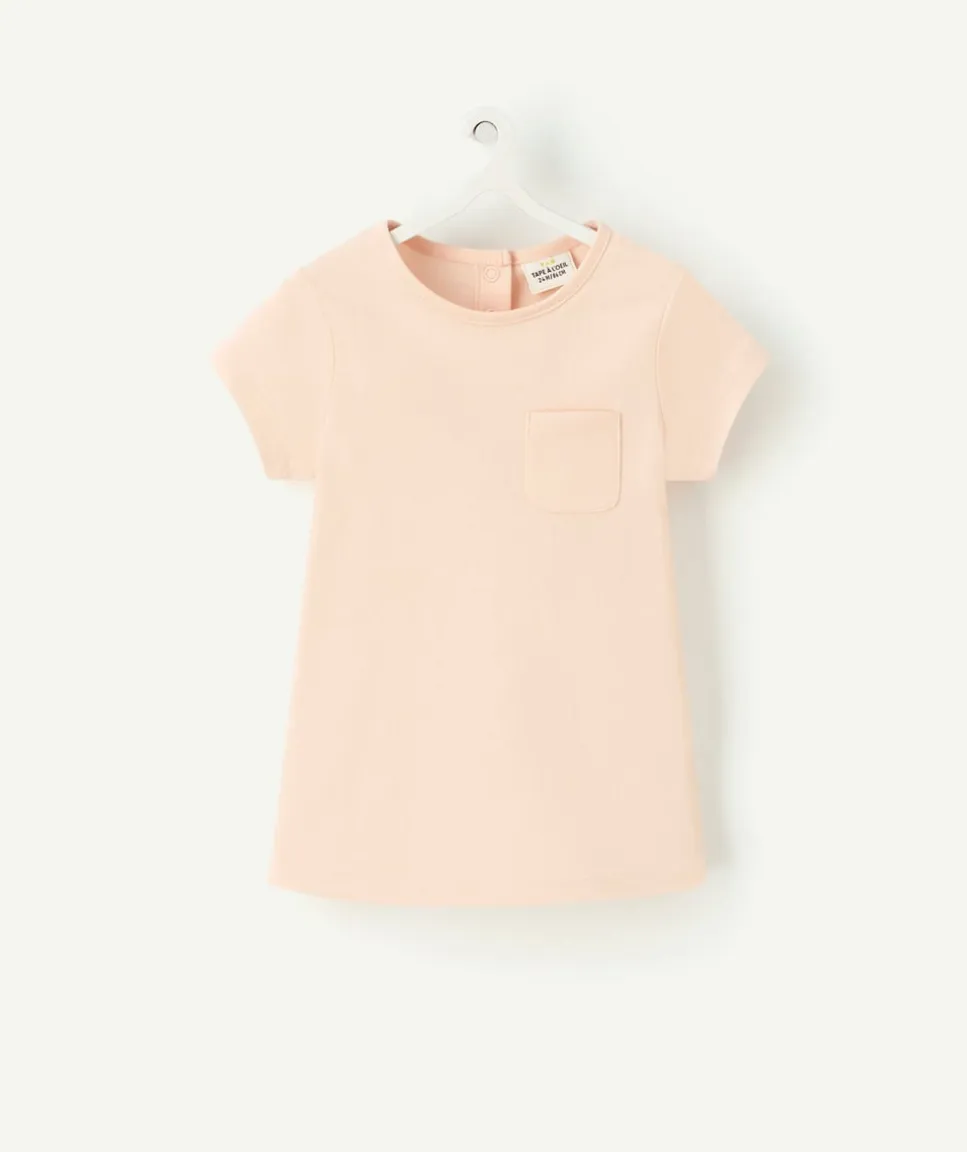 T-shirt bébé fille en coton bio rose pâle