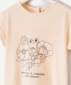 T-shirt bébé fille en teinture végétale orange avec animation