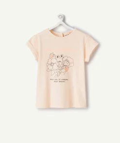 T-shirt bébé fille en teinture végétale orange avec animation