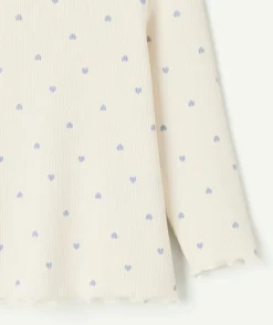 T-shirt bébé fille imprimé écru imprimé cœurs