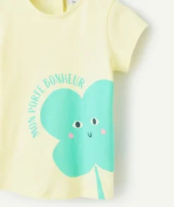 T-shirt bébé fille jaune avec motif fleur