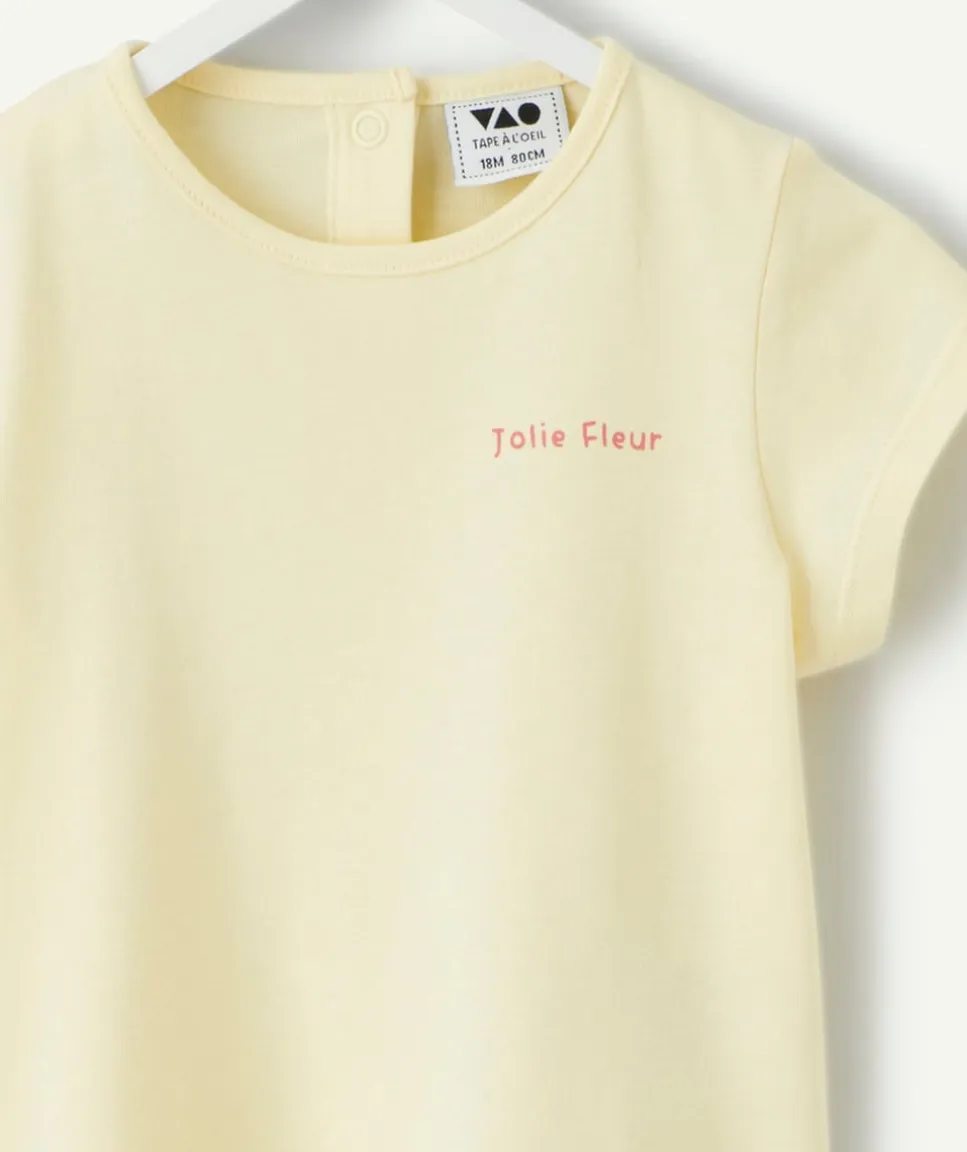 T-shirt bébé fille jaune imprimé