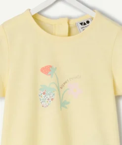 T-shirt bébé fille jaune imprimé