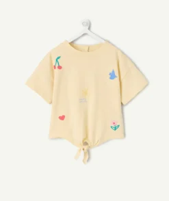 T-shirt bébé fille jaune imprimé